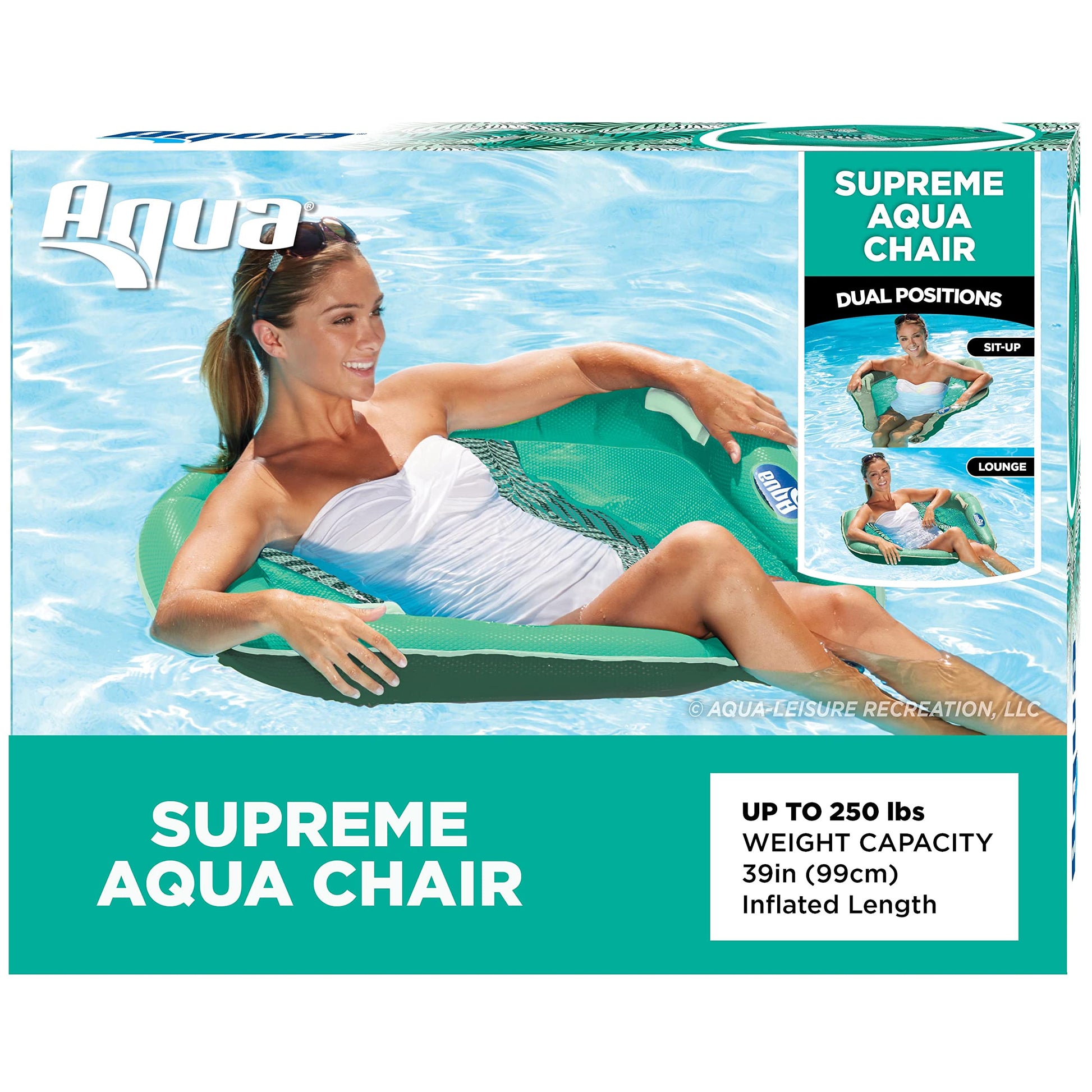 Aqua Supreme Hex Pool Chair Float - Multi-Position  Heavy Duty Floating Pool Chair mature-themed Size - Teal Fern