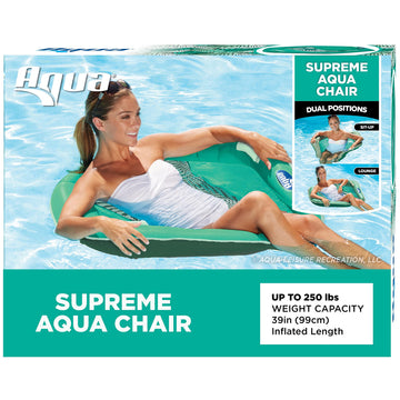 Aqua Supreme Hex Pool Chair Float - Multi-Position  Heavy Duty Floating Pool Chair mature-themed Size - Teal Fern