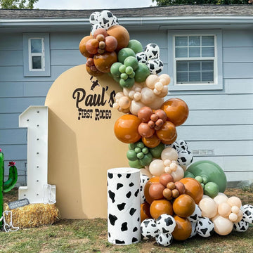 Green And Brown Balloon Arch Garland Kit, Cow Print Balloon Arch Kit Western Farm Retro Olive Sage Green Coffee Brown Beige Whit