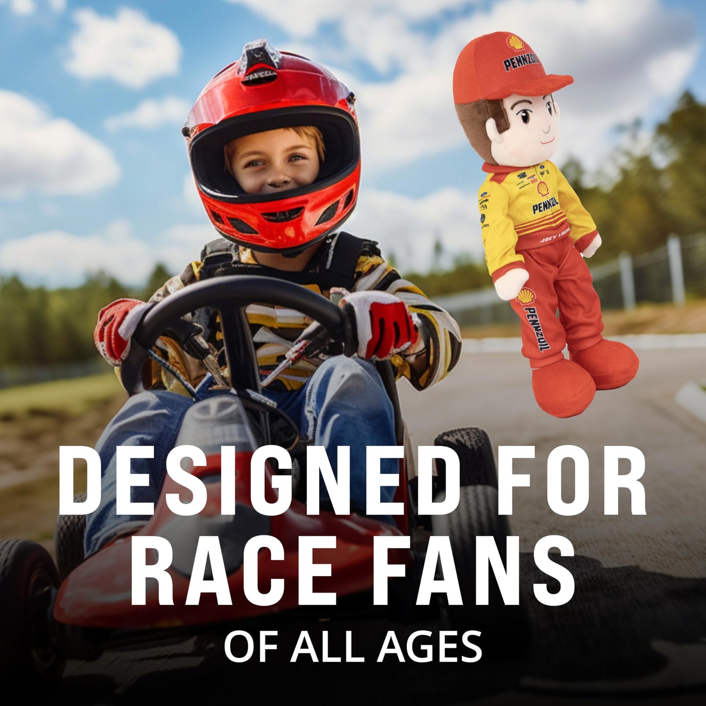 Playtime By Eimmie Plushible Nascar Collectible, Team Penske Joey Logano Plush Figure, 14-Inch Racing Rag Doll For All Ages - Quality Materials, Plush Rag Baby Doll