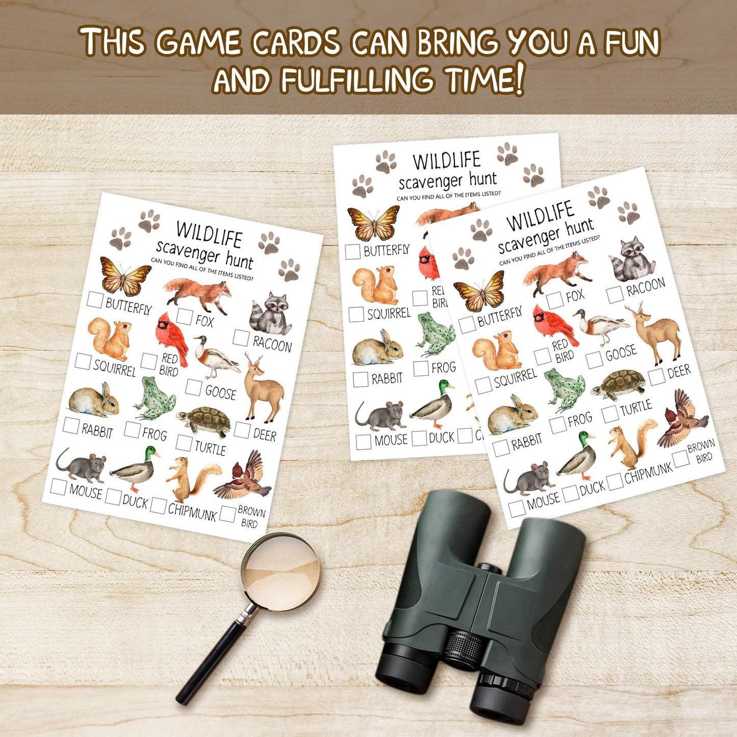 Ltazhyi Wildlife Scavenger Hunt Cards Set Of 30 Pcs, Nature Treasure Hunt Game For Family Friends, Outdoor Holiday Party Game Fi