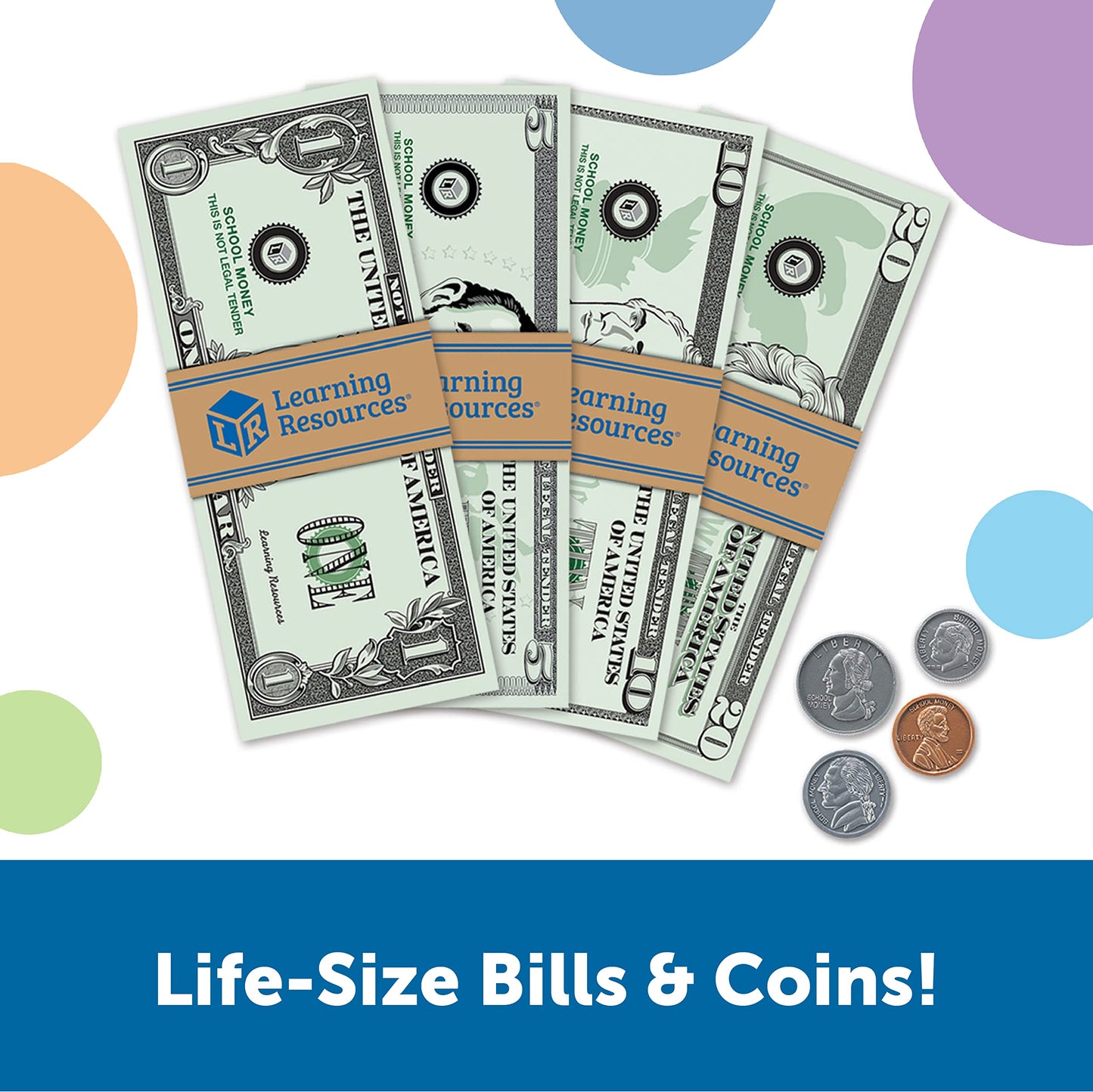 Learning Resources Pretend Play Money - 150 Pieces, Ages 3+ Play Money For Kids, Pretend Money For Kids, Play Money Set, Money A