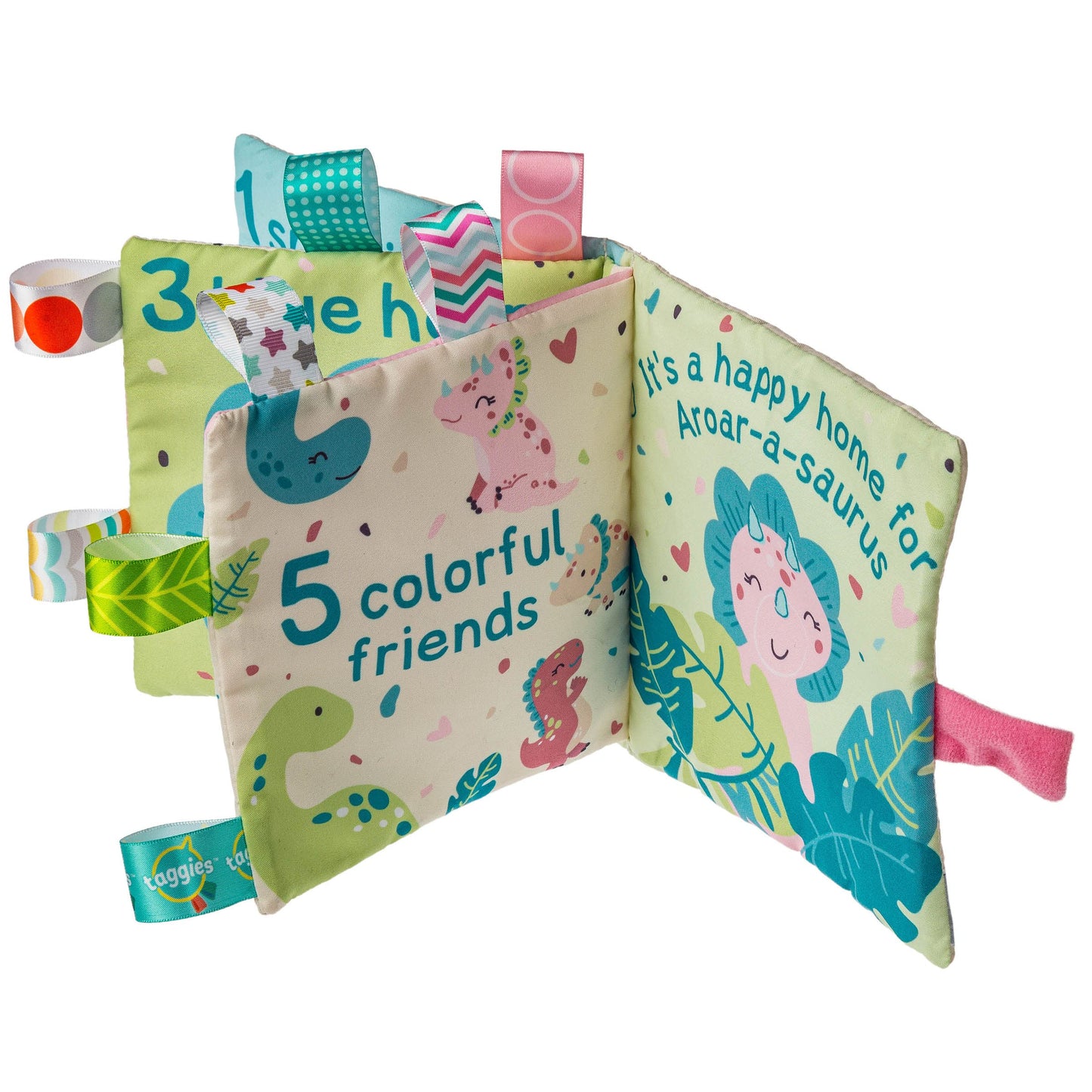 Taggies Soft Cloth Book with Crinkle Paper & Squeaker  6 x 6-Inches  Aroar-a-Saurus