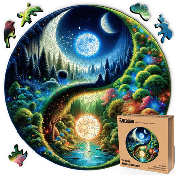 Leogor Large Wooden Puzzles For Adults 500 Piece – Colorful Mosaic Yin Yang Puzzle With Unique Laser Cut Animal-Shaped Wood Pieces – Challenging Jigsaw, Xl Size 18'' X 17.8''