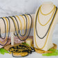 12 Pcs Mardi Gras Beads Bulk, New Year Beaded Necklaces, 33'' Blackgold Beads Graduation Beaded Stuff Set, Carnival Round Costum