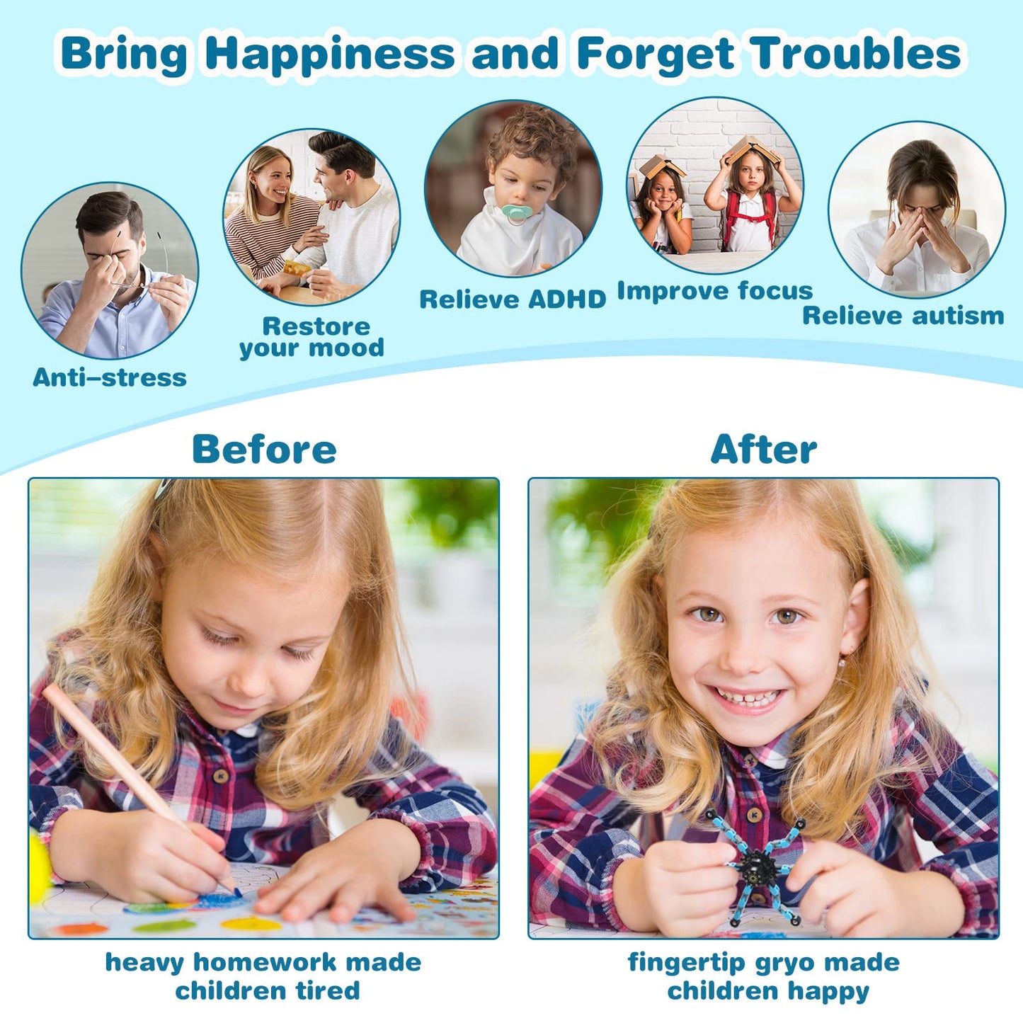 Zhanmai 12 Pack Funny Sensory Fidget Toys, Transformable Fidget Spinners Deformable Chain DIY Robot Spinner Sensory Toy, Stress