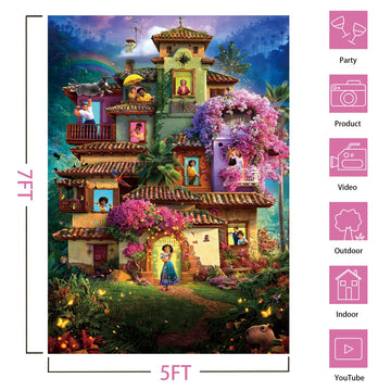 Magic House Backdrop,7X5Ft Magical House Background Magic Movie Backdrop Party Decor Magic Theme Birthday Party Backdrop Supplies For Girls Encanto#1