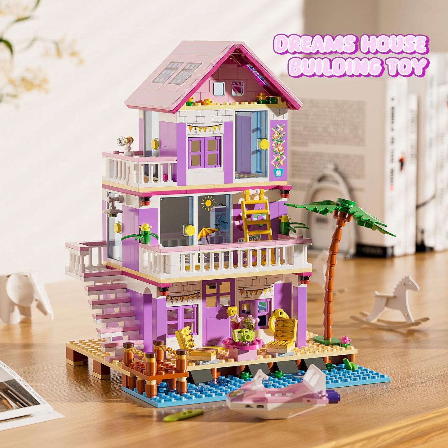Beach House Building Set, Seaside Villa House Building Toys Compatible With Lego Friends Sets For Girls Age 8-12, Creative Holid