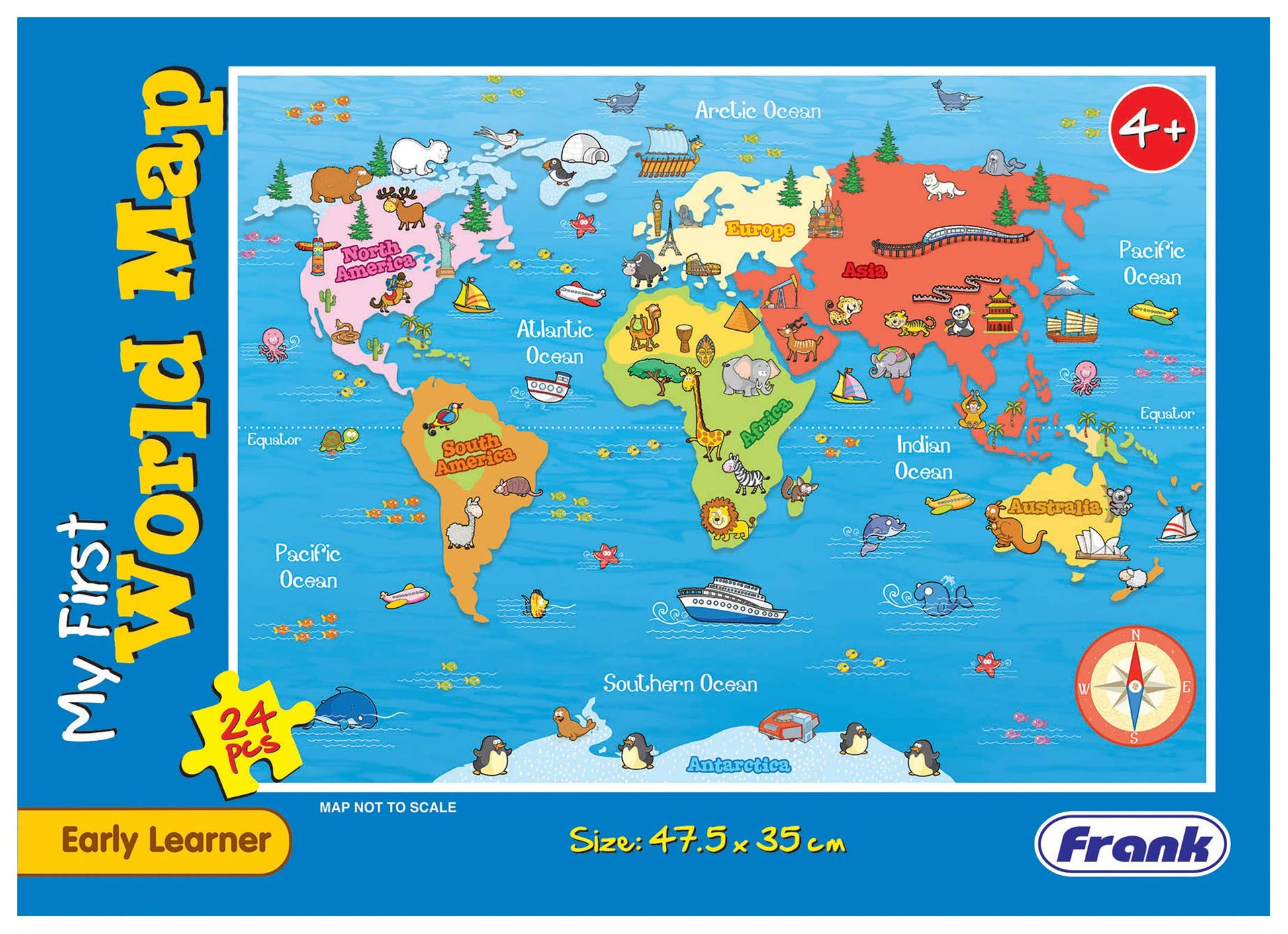 Frank My First World Map  Early Learning Puzzles For Kids For Age 4, 5, 6, 7 | Fun & Challenging Educational Toys | Brain Boost