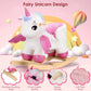 Rengue Unicorn Baby Rocking Horse, Toddler Kids Pink Fairy Unicorn Rocking Horse With Wooden Base Seat Safety Belt For 6 Months