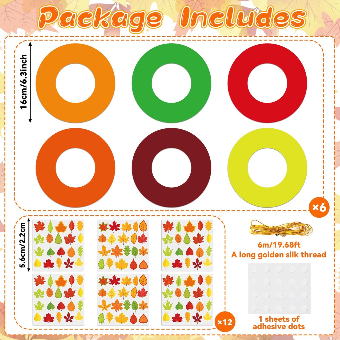 36 Sets Fall Wreath Craft Kits for Kids DIY Autumn Maple Leaves Paper Wreath Hanging Ornaments Make Your Own Thanksgiving Paper