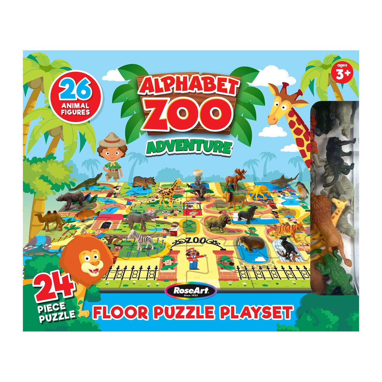RoseArt Kids Floor Puzzle Playset - Alphabet Zoo Adventure - 24 Piece Jigsaw Puzzle