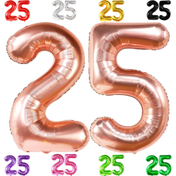 Katchon, Rose Gold 25 Balloon Numbers - 40 Inch | 25Th Birthday Balloons, Gold 25Th Birthday Decorations For Women | 25 Balloon Numbers Gold | 25 Years Balloons, 25Th Birthday Decorations For Men