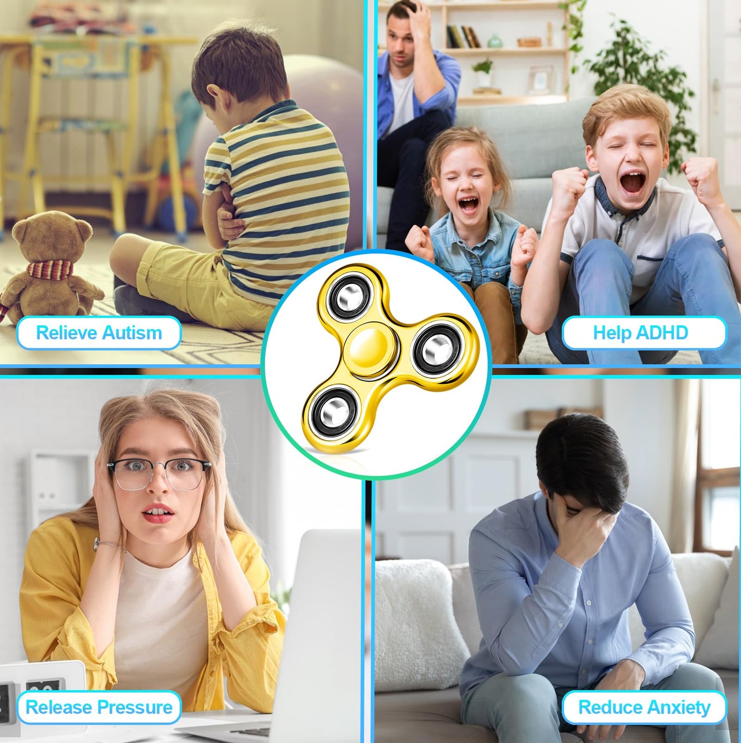 Gigilli Fidget Spinner 1 Pack, Sensory Fidget Toys Anxiety Relief For Kids Adults, Stress Relief Fidget Spinners For Adhd Autism