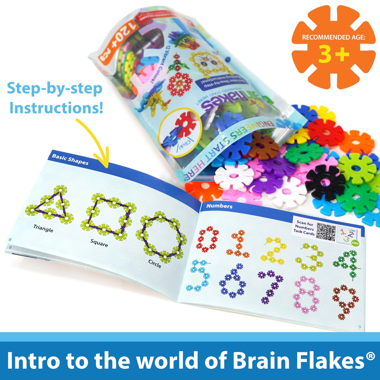 Brain Flakes Starter Set Multicolor (12 Colors) - 120 Pieces - Resealable Pouch