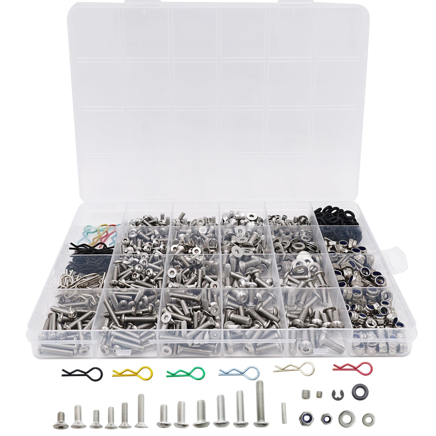 HOPLEX 1008PCS Universal RC Screw Kit Screws Assortment Set 304 Stainless Steel Hardware Fasteners for Traxxas Axial Redcat HPI 