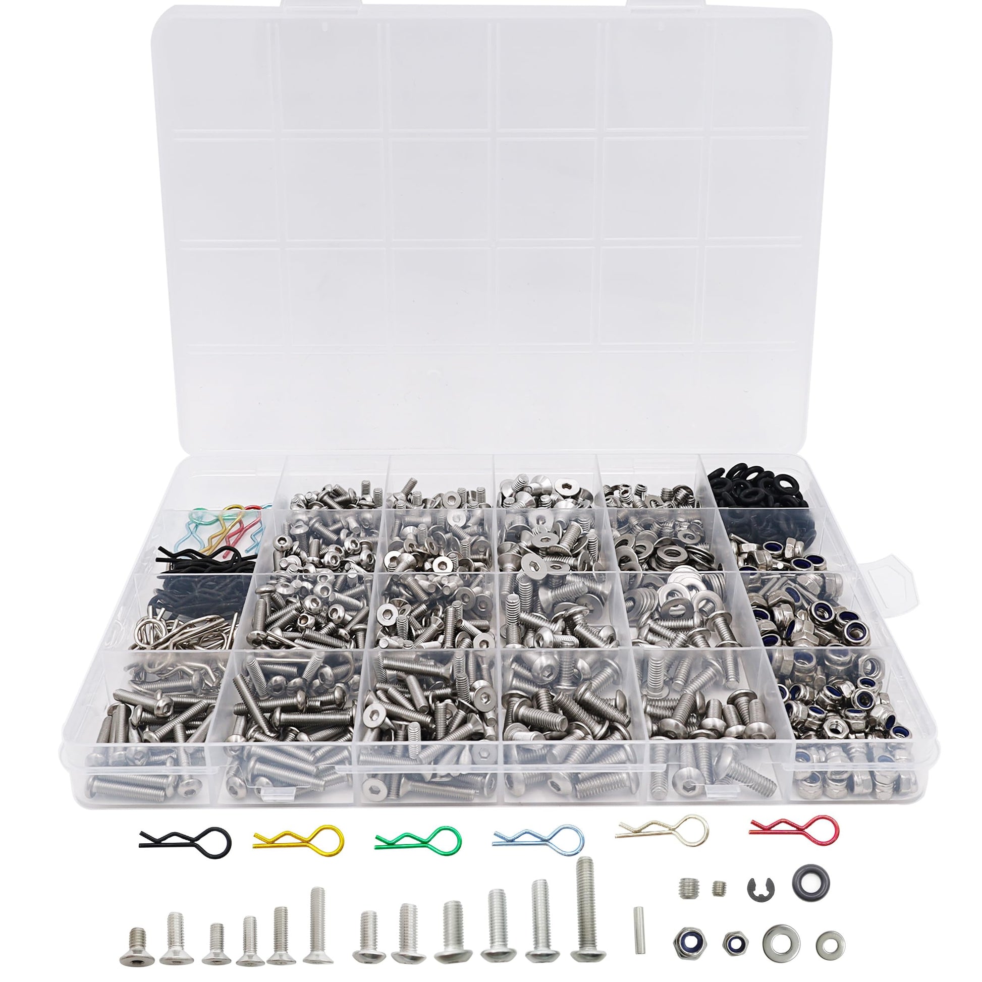 HOPLEX 1008PCS Universal RC Screw Kit Screws Assortment Set 304 Stainless Steel Hardware Fasteners for Traxxas Axial Redcat HPI 