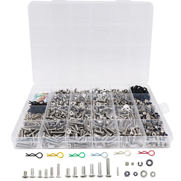 HOPLEX 1008PCS Universal RC Screw Kit Screws Assortment Set 304 Stainless Steel Hardware Fasteners for Traxxas Axial Redcat HPI 