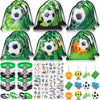 Winrayk 12 Sets Soccer Party Favors Sports Birthday Supplies, Soccer Goodie Bags Drawstring Bags Tattoo Stickers Gifts Toys Good