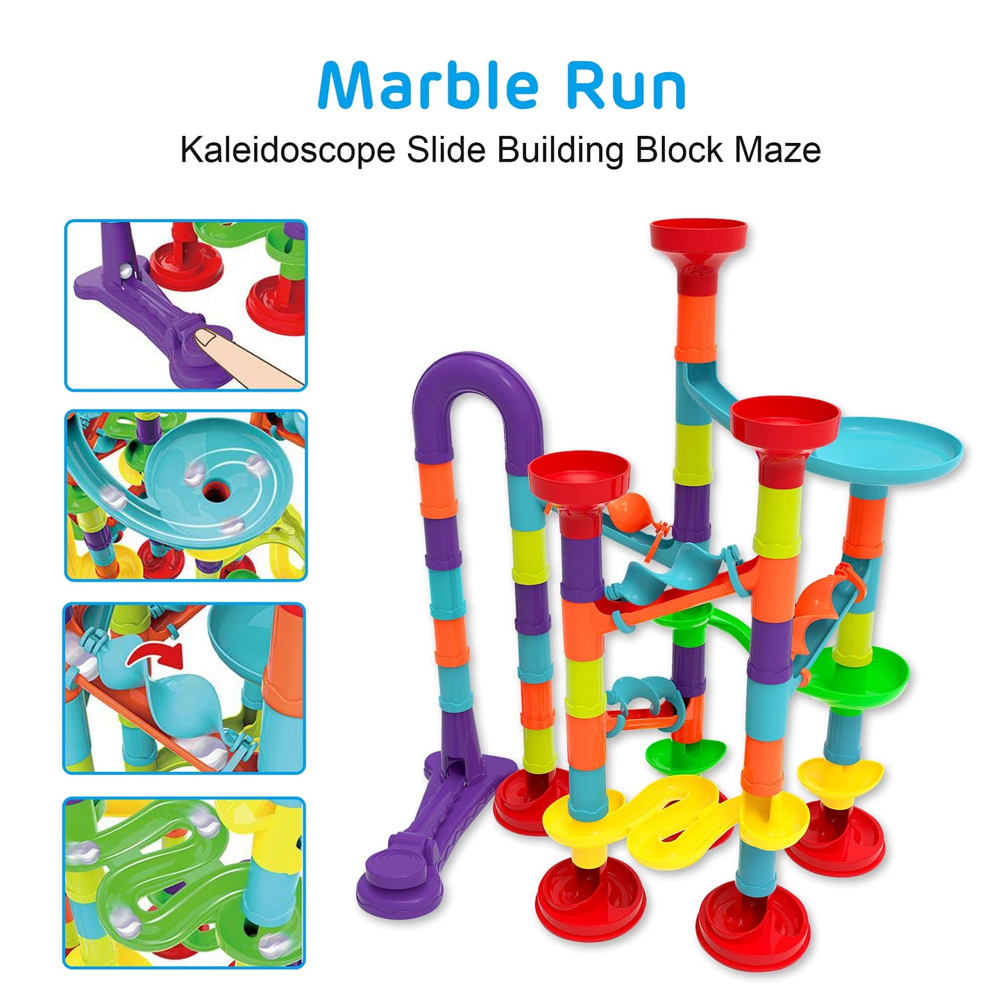 Blacka Marble Run Maze Race Game Glass Marbles for Kids Age 3 4 5 6 Boys Girls Educational Preschool Toys Block Toy Set As Xmas Birthday Present Festival Gifts  Small