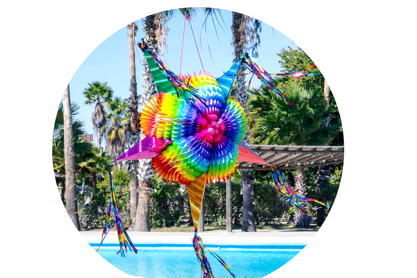 Celly Party Mexican Star Pinata, Rainbow Colorful 32 Inch Large Foldable Pinata for Birthdays, Cinco de Mayo, Halloween, Festiva