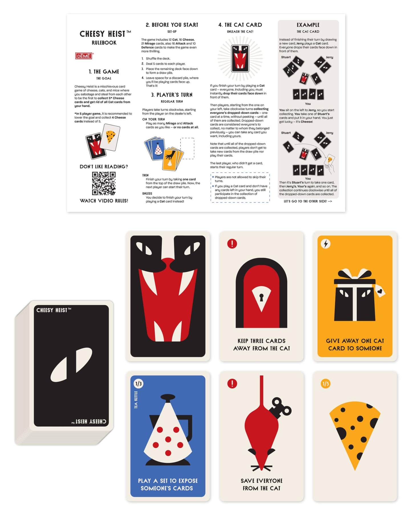 Nutt Heads Cheesy Heist Card Game - Family Friendly Fun for Ages 7+, Orange & White, 5"x1" Paper Cards
