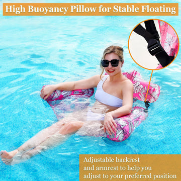 2 Pack Inflatable Pool Floats mature-themed  Floating Chair Lounger  Adjustable Blow up Pool Noodles Float for Heavy Duty mature-themed  Fabric Swimming Water Chair for Party Summer Beach Vocation Essential Lake Fun