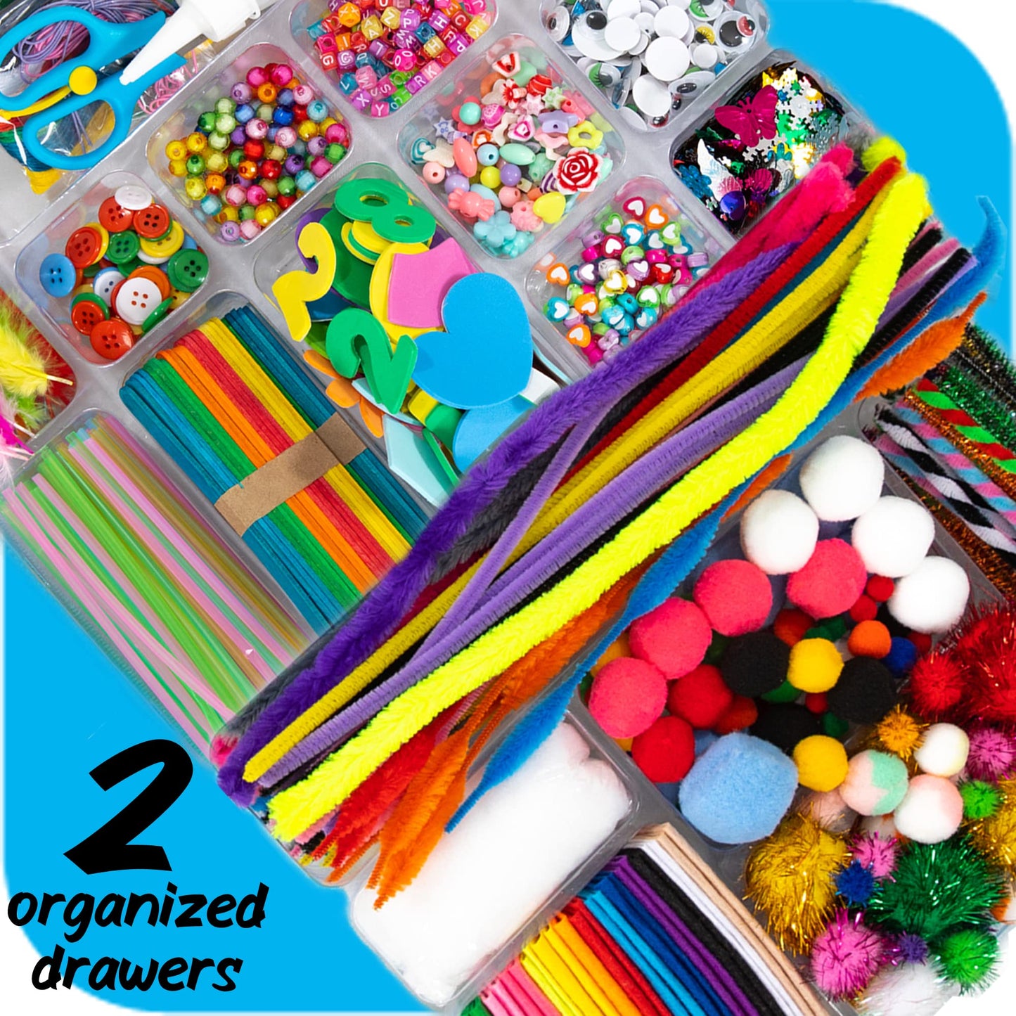 Arts and Crafts Supplies for Kids - 1600+Pcs Craft Kits for Kids - DIY School Craft Project for Kids Age 4 5 6 7 8-12 Gifts for