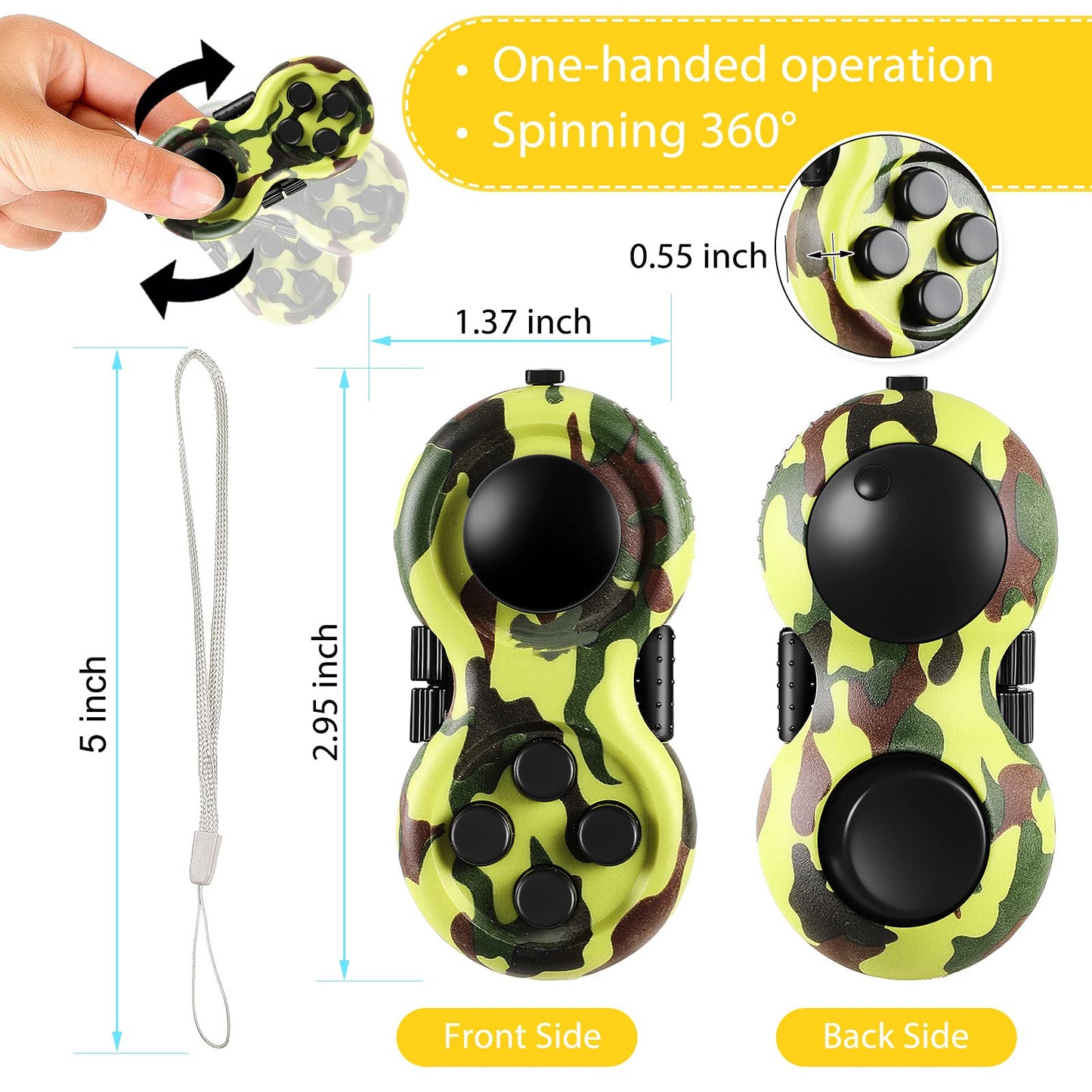 Skylety 2 Pcs Fidget Toys for mature-themeds Fidget Pad Christmas Basket Stuffers Stress Relief Cube Clicker Controller Sensory Educational Toy for ADHD Autism Spinner(Camouflage Style)