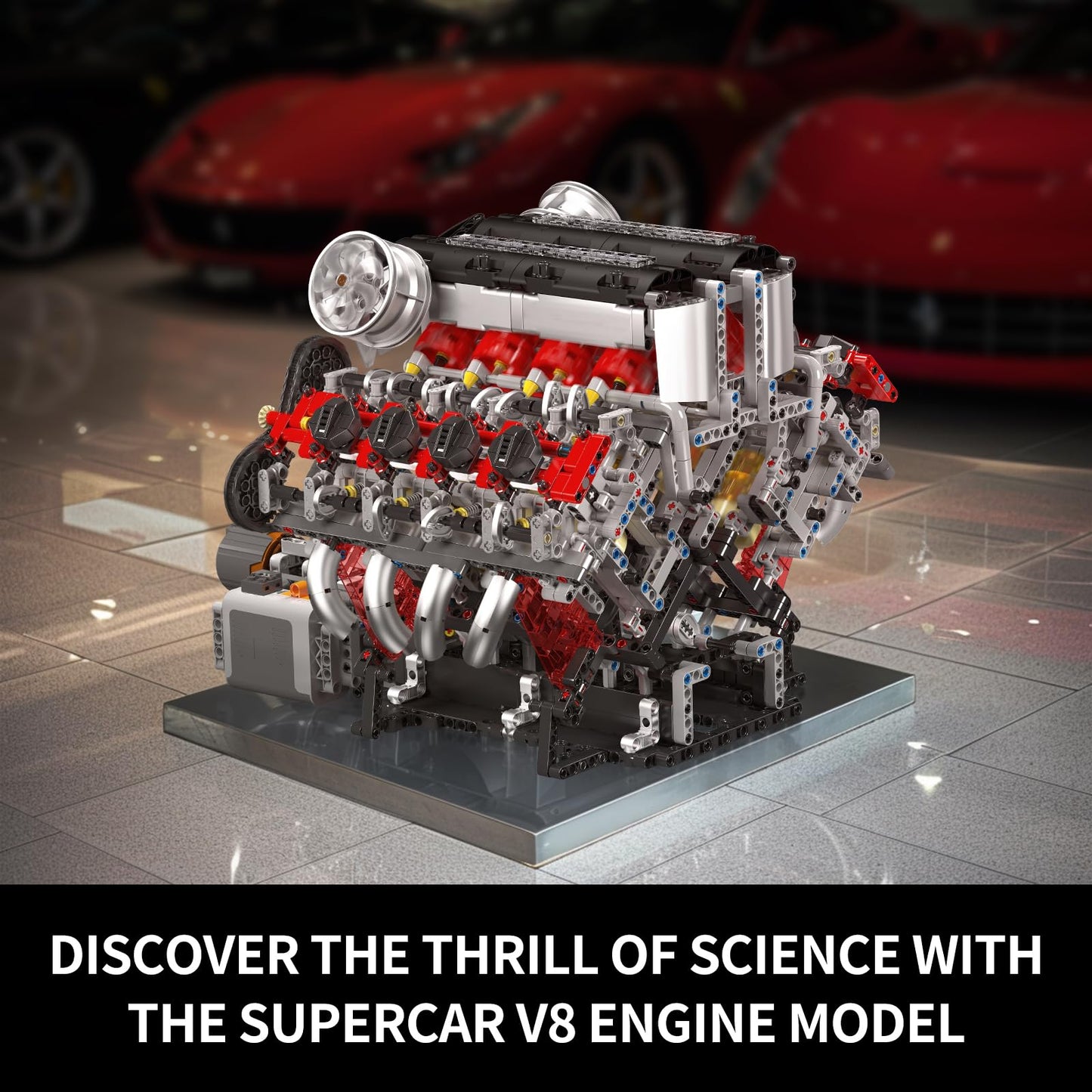 Mould King V8 Engine Model Kit - 2718 Pieces, DIY Plastic Building Blocks, 36x26x32 cm, STEM Project for Adults