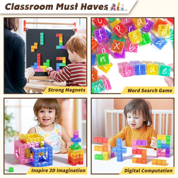 Apluses 45Pcs Magnetic Blocks - Transparent Magnetic Cubes, Toddler Boy Toys, Magnetic Building Blocks, Sensory Autism Toys For Kids Ages 3+, Preschool Magnet Toys For 3-5 Year Old Boys And Girls