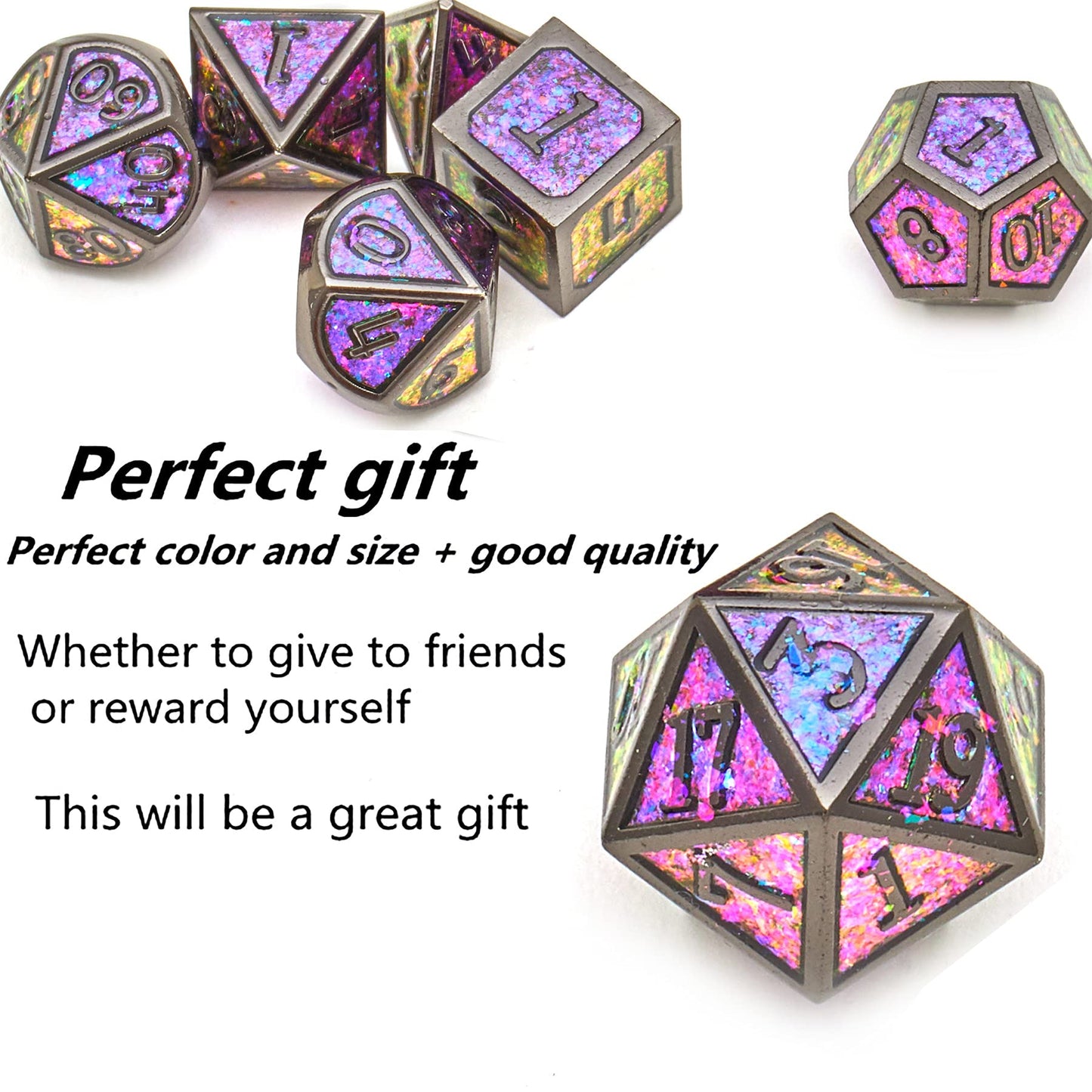 Metal dice Set D&D, 7piece Polyhedron DND D20 D12 D10 D8 D6 D4 dice Set, Suitable for Dungeons and Dragons RPG Game DND dice Set