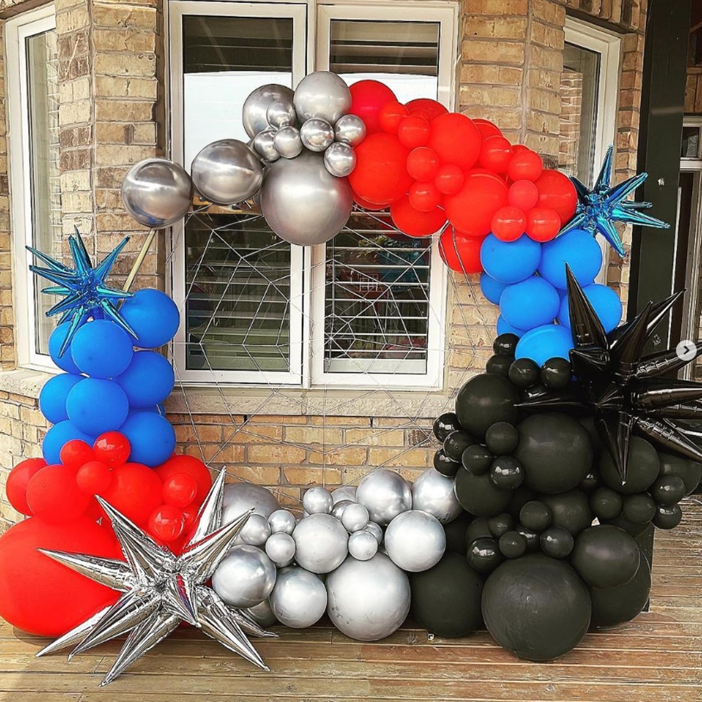 Red Blue Black Balloon, 12 Inch Matte Red Black And Royal Blue Latex Balloon With Confetti Balloons For Spider Theme Birthday Pa