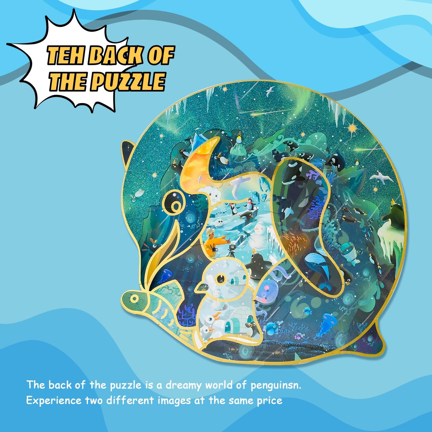 Has Floor Puzzles For Kids Ages 3+, Double-Sided Penguin And Polar Bear Shape Puzzle, Ocean World Puzzles, 48 Pieces Children Jigsaw Puzzle For Boys And Girls Gifts