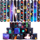 MCPINKY Slap Bracelets, 48PCS Kids Slap Wristbands with UFO Astronaut Space Stars Pattern Snap Bracelets for Valentine's Day Par