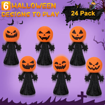 Letapapa Halloween Party Favors for Kids, 24 Pcs Jumping Popper Spring Launchers Toy, Bouncy Halloween Novelty Toys for Treat or