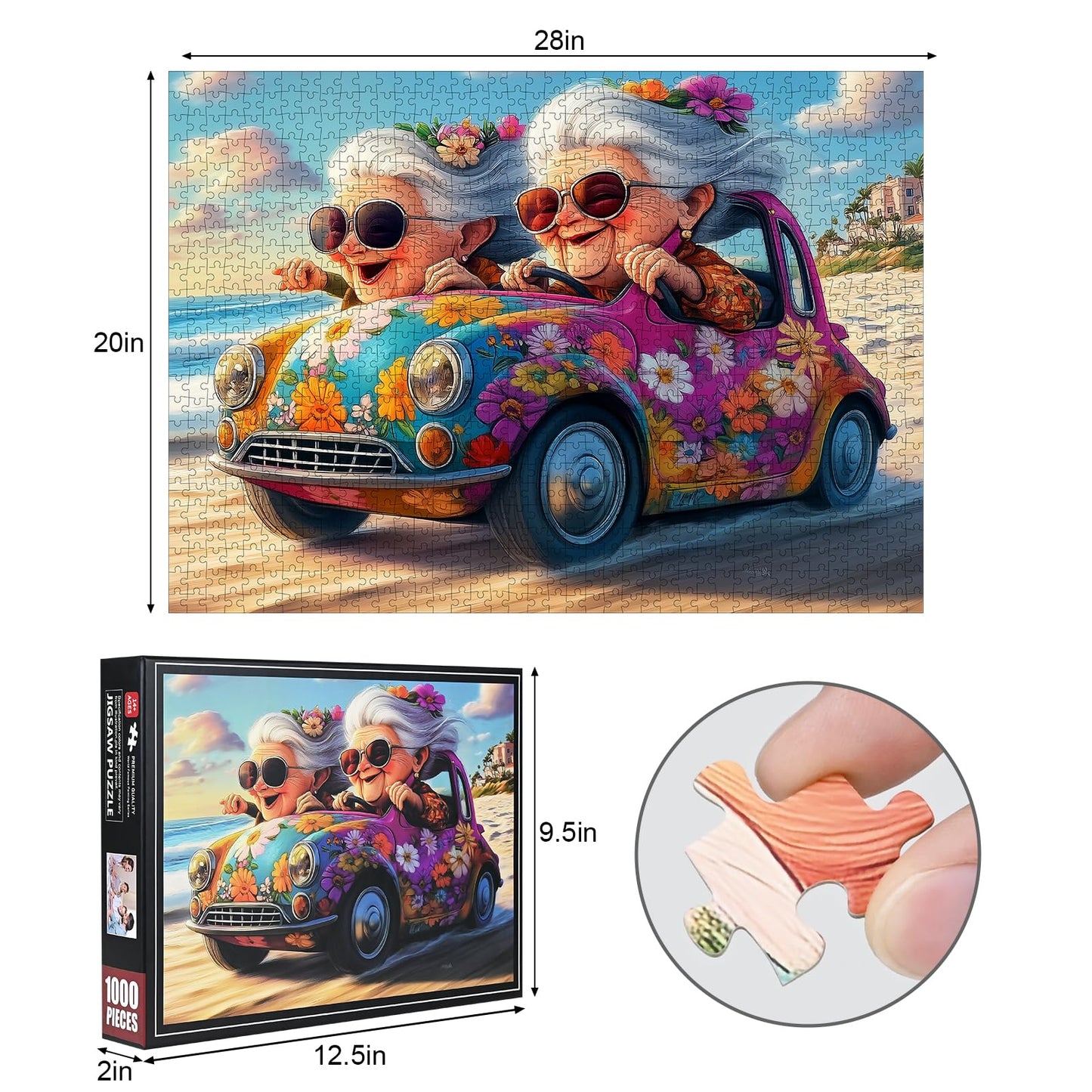 Lirches 1000pcs Paper Puzzle - Happy Grandma Design, 28in x 20in, Interactive Family Game, DIY Home Decoration, Model P1000