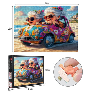 Lirches 1000pcs Paper Puzzle - Happy Grandma Design, 28in x 20in, Interactive Family Game, DIY Home Decoration, Model P1000