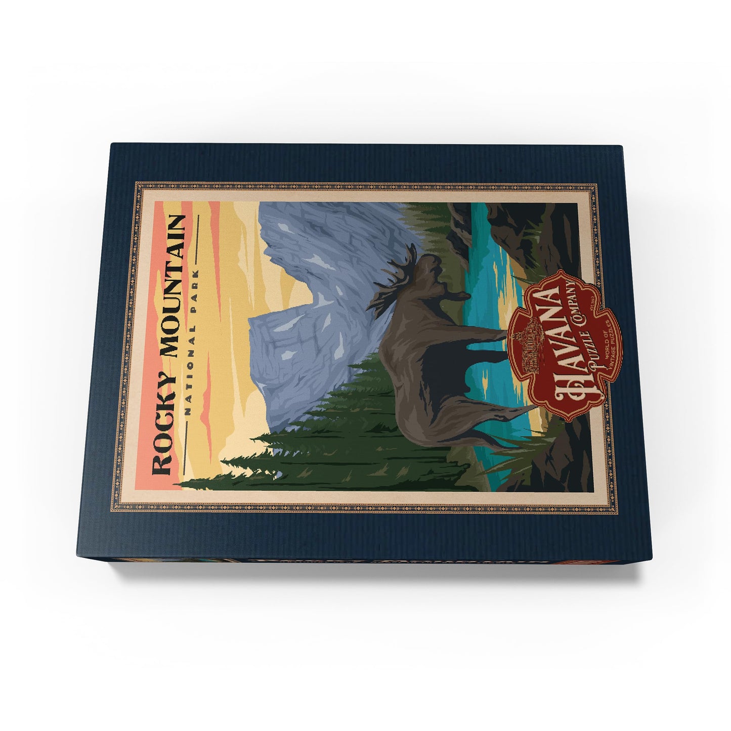 Mypuzzle Rocky Mountain National Park - Moose In The Rocky Sunrise, Vintage Travel Poster - Premium 1000 Piece Jigsaw Puzzle For