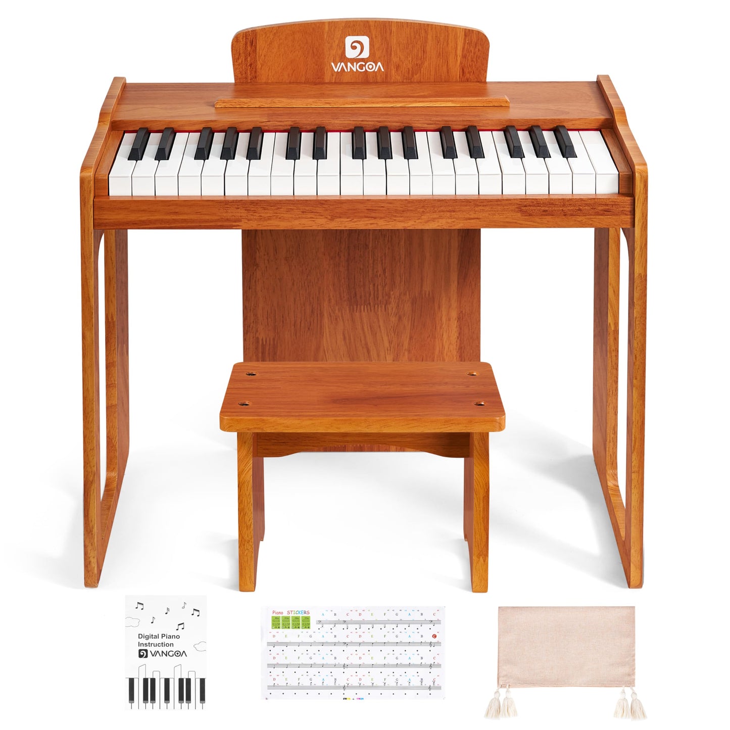 Vangoa Kids Piano Keyboard, 37 Keys Wood Digital Piano For Kids, Music Educational Instrument Toy, For Girls And Boys, Solid Wood Yellow