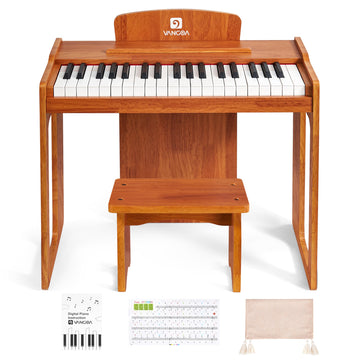 Vangoa Kids Piano Keyboard, 37 Keys Wood Digital Piano For Kids, Music Educational Instrument Toy, For Girls And Boys, Solid Wood Yellow