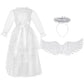 Spooktacular Creations Halloween Angel Costume Girls, Kids Princess Dress Toddlers Tulle Angel Set With Accessories For Halloween Role Play Parties, White, Medium(8-10 Yrs)