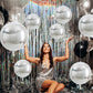 TONIFUL 16Pcs Large Silver 4D Giant Round Foil Balloon 4D Mirror Metallic Mylar Sephere Balloons for Christmas New Year Birthday