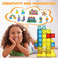 Paaxido Magnetic Tiles, 130PCS Magnetic Blocks Set with 2 Cars, 4D Diamond Magnet Building Blocks, STEM Preschool Educational Ma