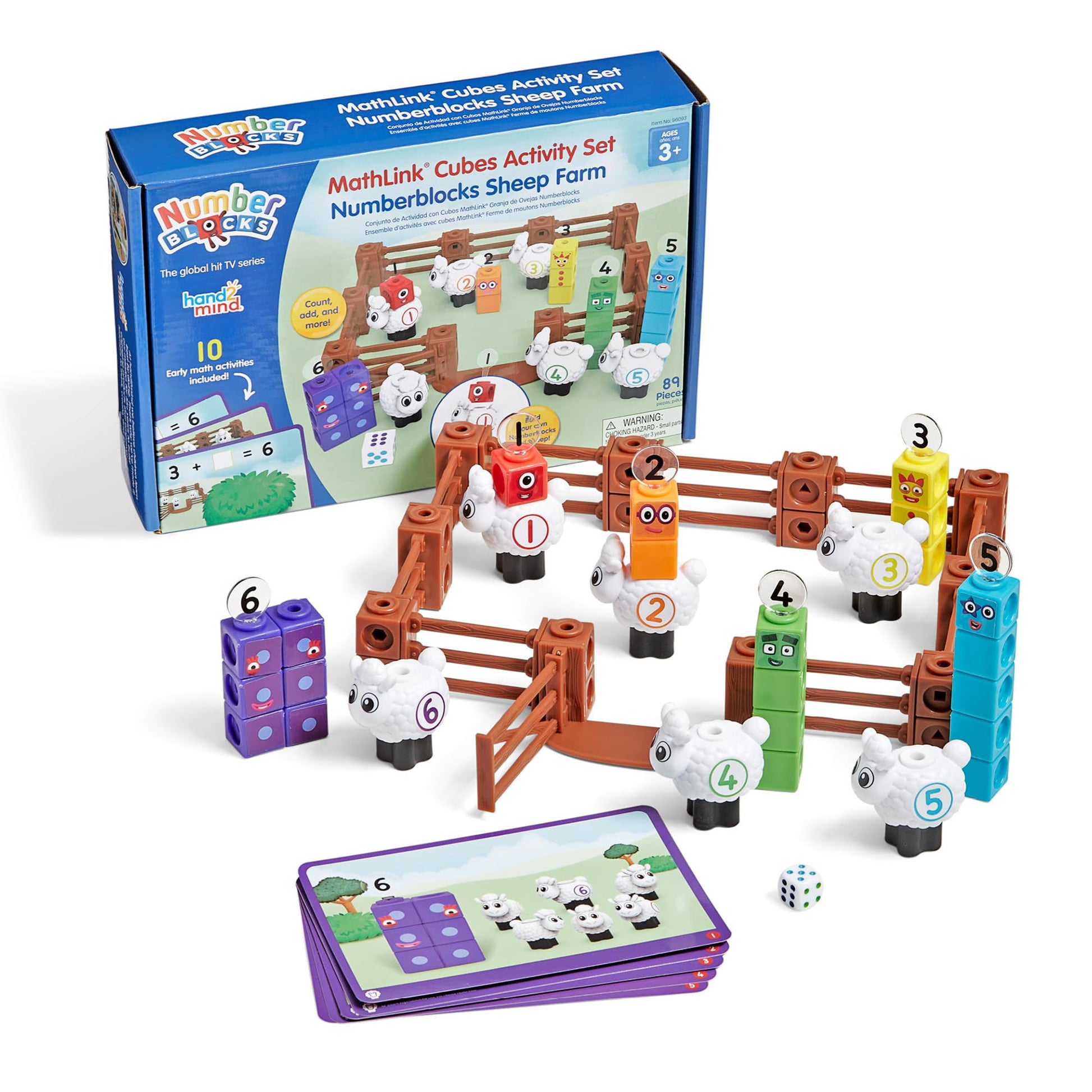 Hand2Mind Numberblocks Sheep Farm Mathlink Cubes Activity Set, Preschool Learning Activities, Counting Blocks, Kids Educational Toys, Number Math Manipulatives For Preschoolers, Easter Gifts For Kids