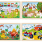 Wooden Puzzles For Kids Ages 4-6, 4 Pcs 24 Animals Cars Farm Dinosaur World Jigsaw Puzzles, Preschool Educational Brain Teaser T