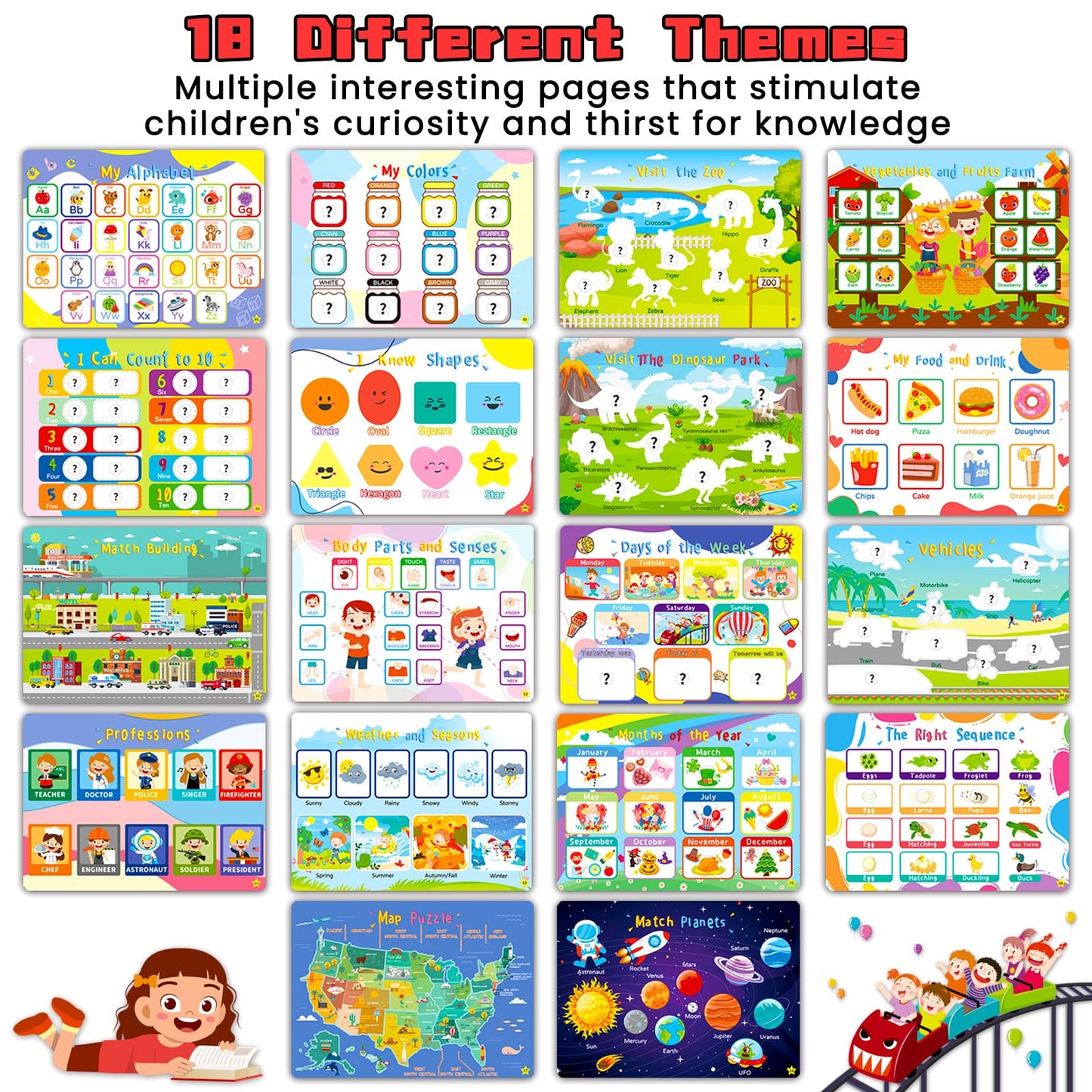 Homseon 36 Theme Montessori Busy Book For Toddlers 3 And Up, Preschool Learning Activities For Kids Kindergaten Educational Toys