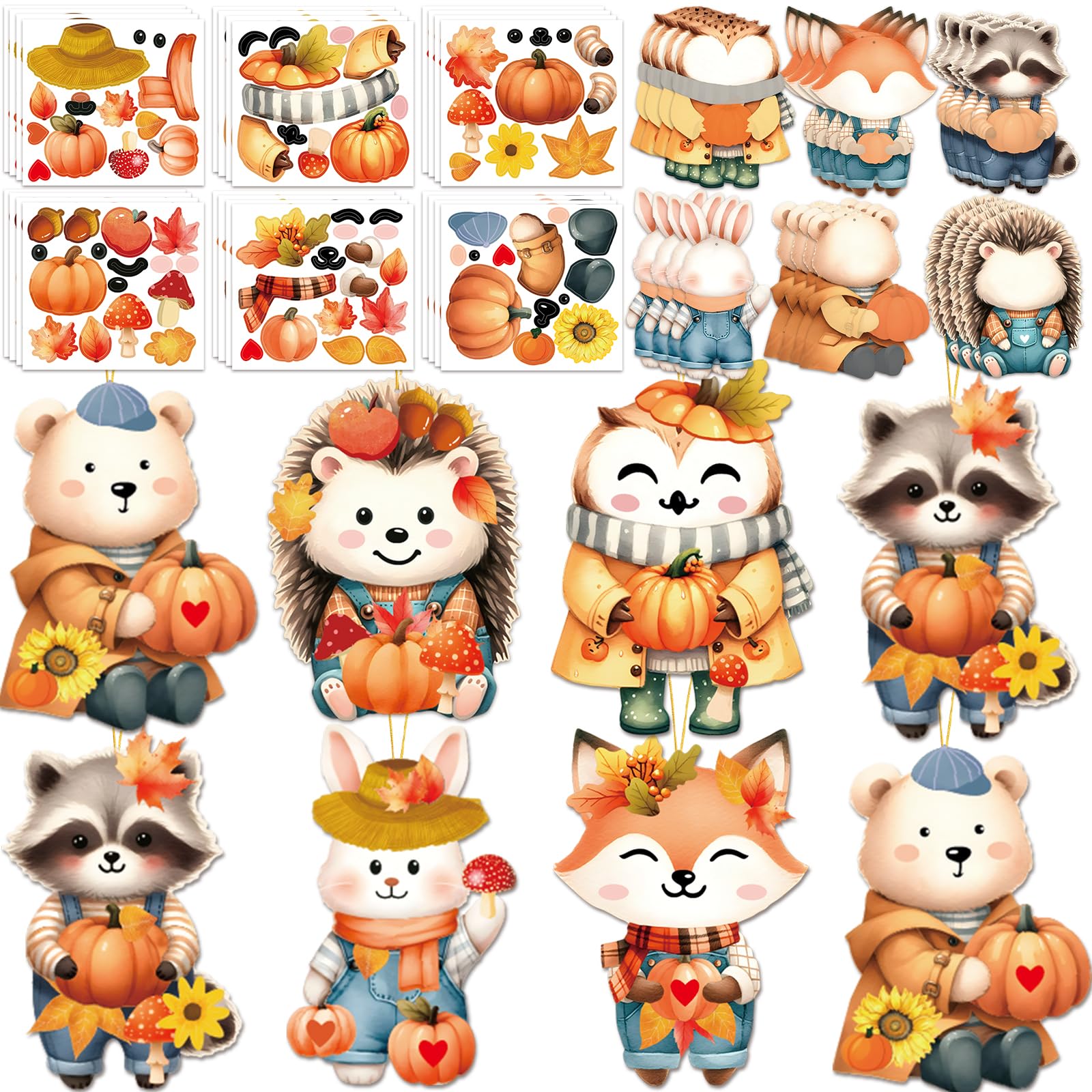 Treasure Cove Fall Craft Kits for Kids Make Your Own Fall Animal Stickers DIY Autumn Ornaments Autumn Animals Craft Sticker for 