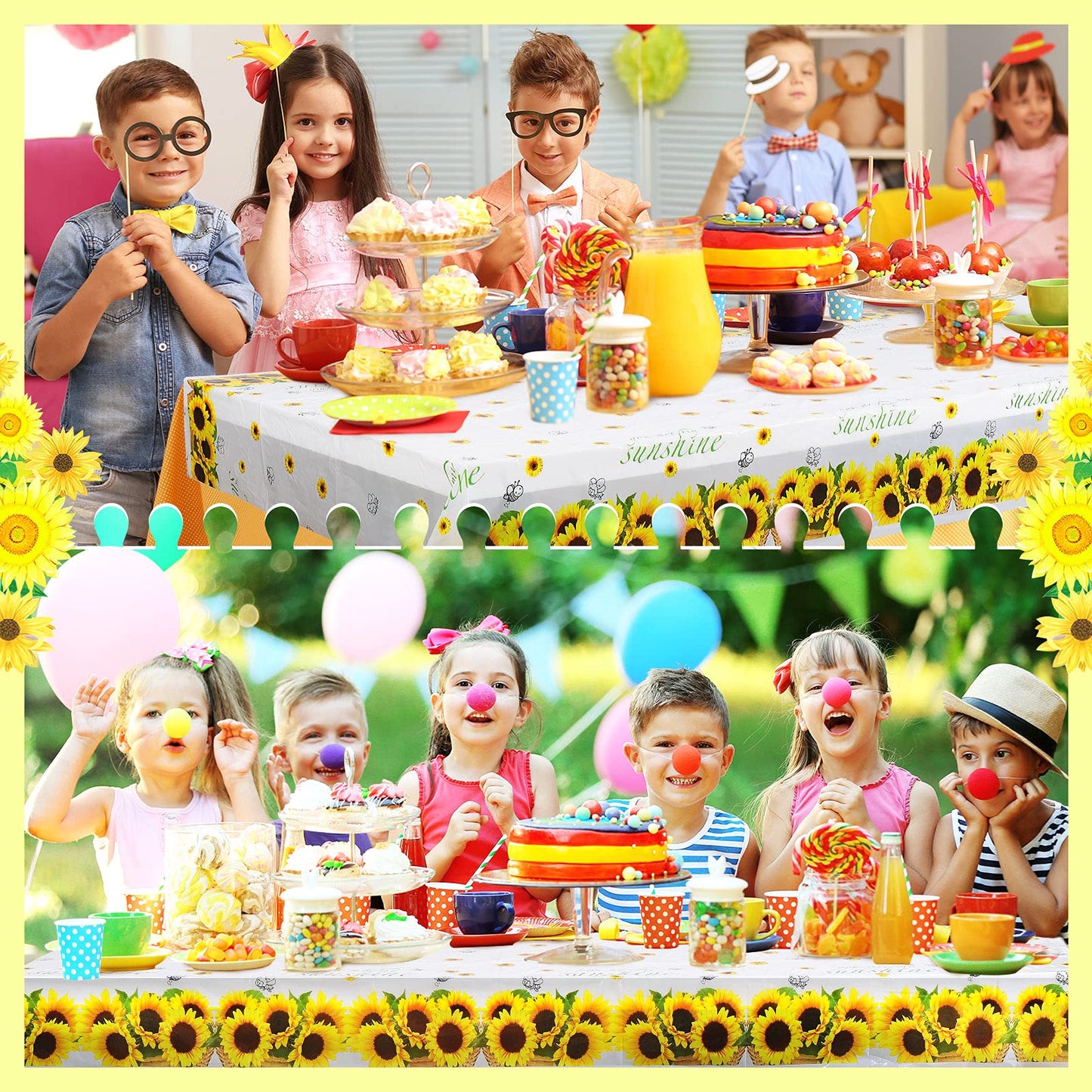 Breling 3 Pieces Sunflower Disposable Table Cover Flower Printed Plastic Birthday Party Tablecloth 43 x 71 Inches Sunflower Them