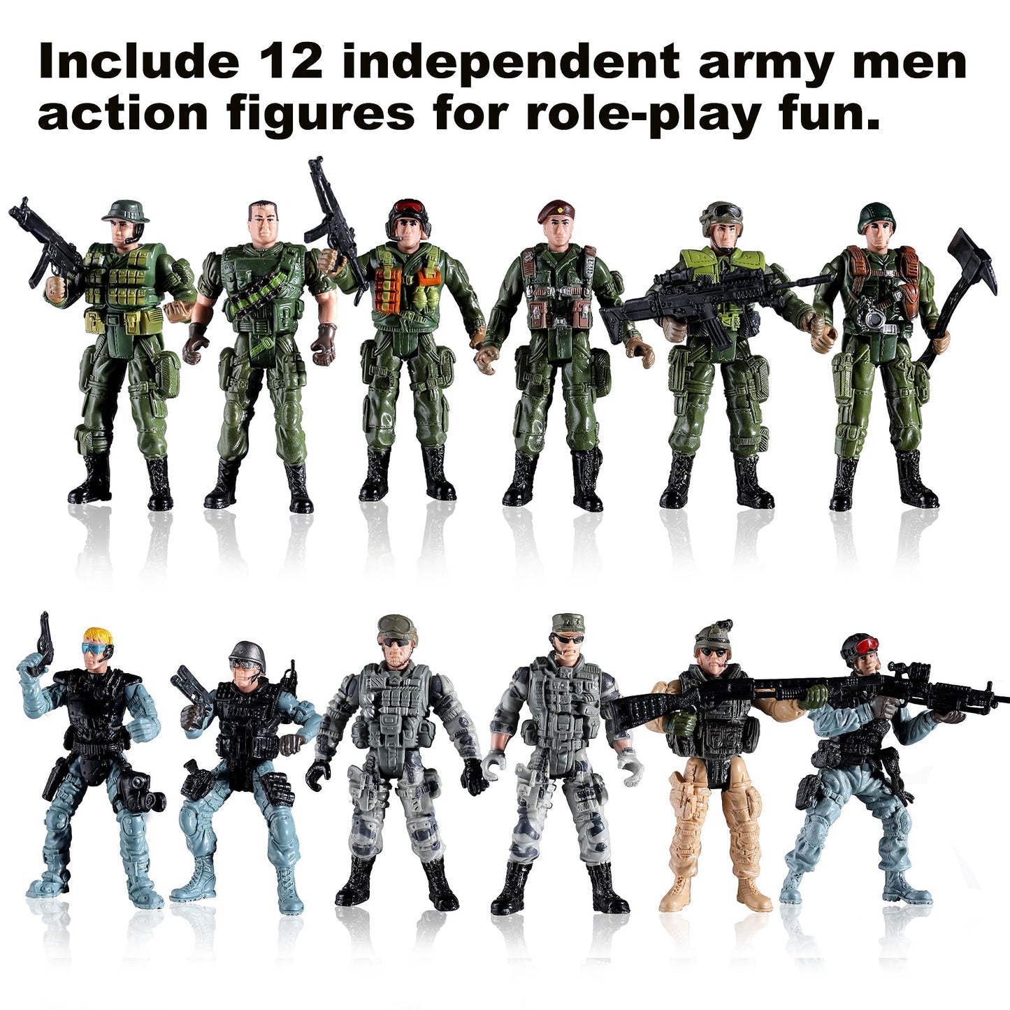 US Army Men and SWAT Team Toy Soldiers Action Figures with Military  Accessories for Kids Boys Girls 12Pcs